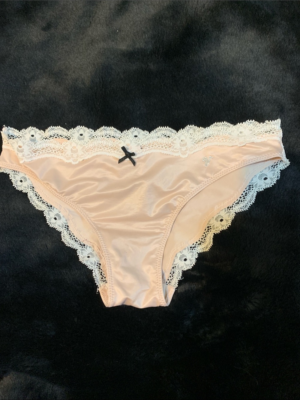 Victoria's Secret Satin Bikini Panty with White Lace
